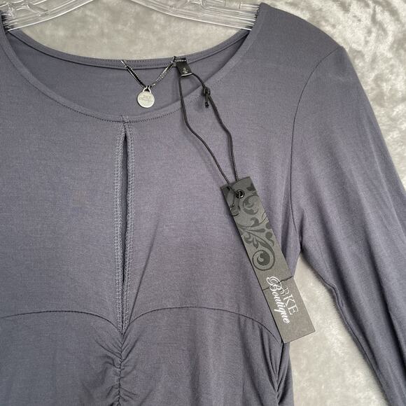 NEW BKE Buckle Club Top Womens Small Ruched Keyhole Long Sleeve Stretch READ - Picture 4 of 9
